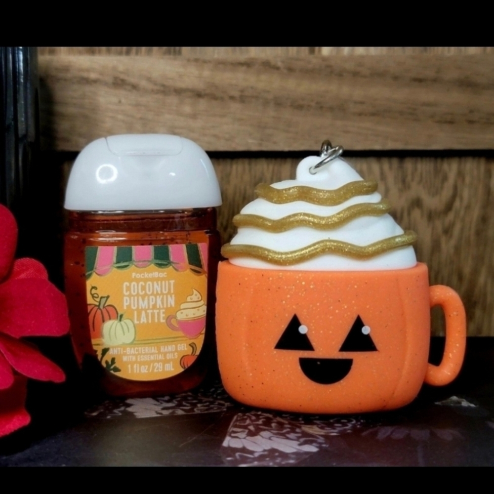 B&BW Pumpkin Spice Latte Jack O'Lantern Pocketbac Holder & Refill HALLOWEEN